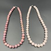 SKU-96, Natural Rose Quartz & Rhodonite beads 2 Necklace