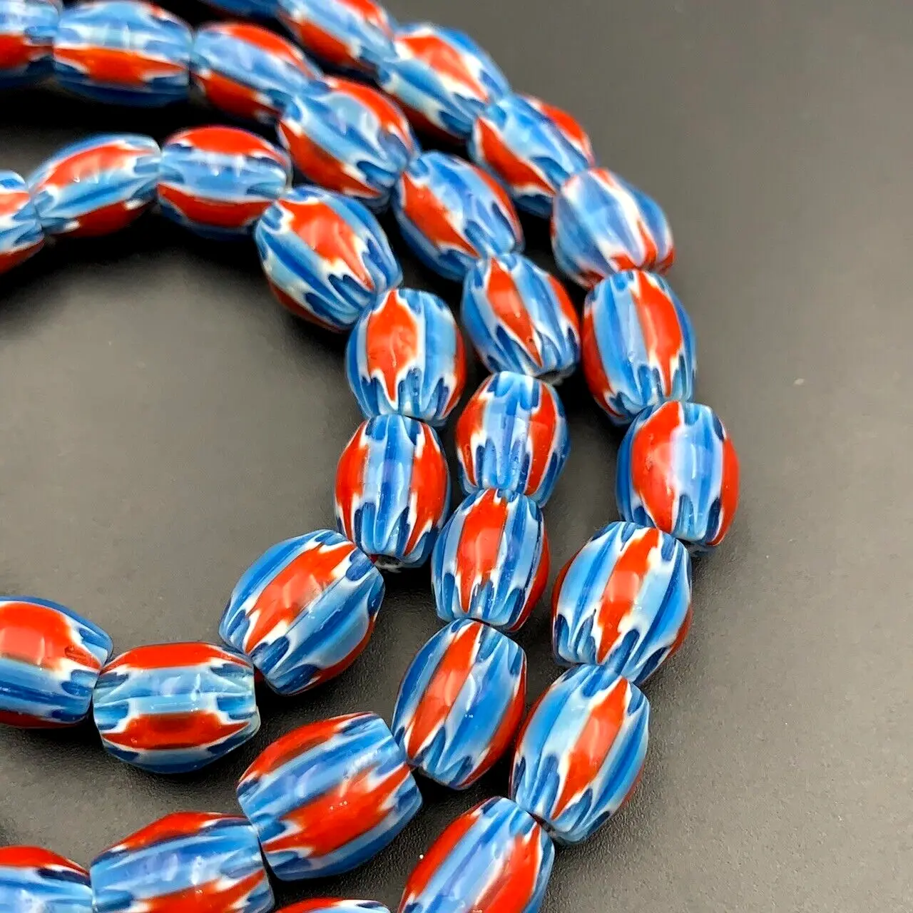 Beautiful Venetian Chevron Trade Glass Beads Strand, Brilliant Color, Dnd-2908