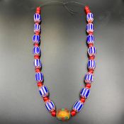 Venetian Vintage Chevron Trade African Glass Beads, White Heart Beads Strand, LPBR-245