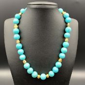 Elegant Howalite With Brass Beads Necklace.