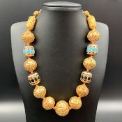 Elegant Indian Brass Beads With Howalite Beads Necklace.