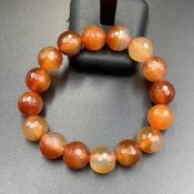 CR-150, Natural Faceted Cut Carnelian Agate Beads Bracelet