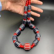 Awesome Venetian Chevron Trade African Glass Beads, White Heart Beads Strand, LPBR-123