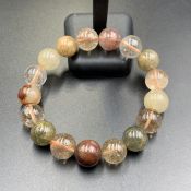 MTR-15, Excellent Natural Multi Rutile Quartz Beads Bracelet