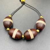 Antique Himalayan Tibetan Ancient Etched Agate 4 Beads, Himalayan Antique Bead, LPBR-1054