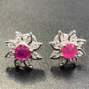 Awesome Beautiful Ruby With 925 Silver Ear Stud. ETR-45