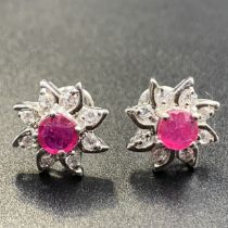 Awesome Beautiful Ruby With 925 Silver Ear Stud. ETR-45