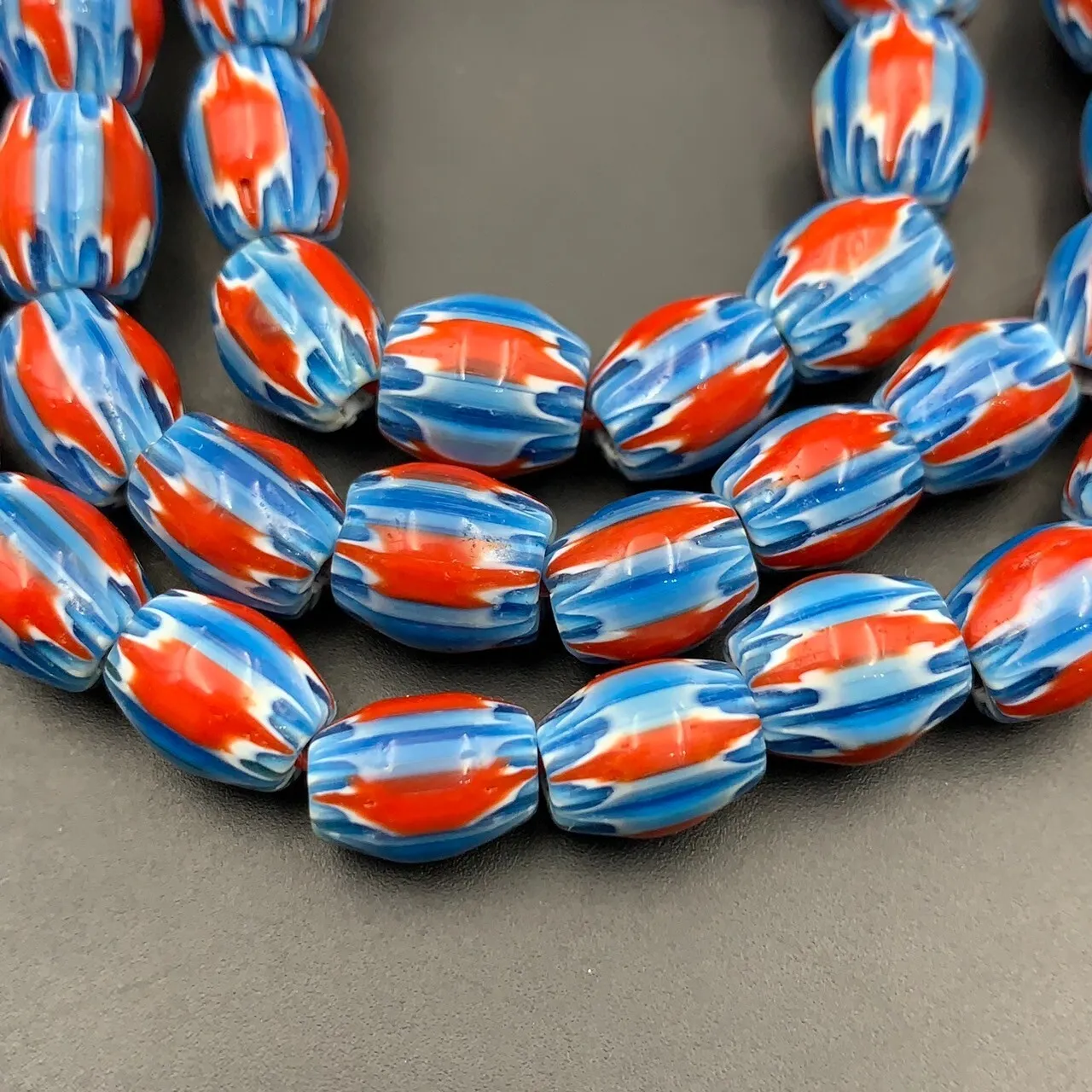 Beautiful Venetian Chevron Trade Glass Beads Strand, Brilliant Color, Dnd-2908 - Image 3 of 6