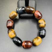 TBR-433, Best Quality Natural Multi Color Tiger Eye Beads Bracelet.