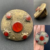 Vintage Handmade Old Natural Carnelian with Brass Ring. Antique Look Ring, OJ-73
