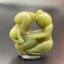 Antique Wonderful Carved Chinese Hetian Love Romance Jade, PTT-676