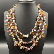 Awesome Color Pearls With Quartz & Glass Beads Fashion Necklace.