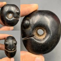 Unique & Rare Antique Hand Carved Ancient Black Stone Bead. LAQ-722