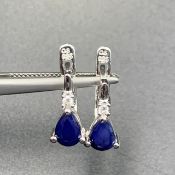 Stunning Blue Sapphire & 925 Silver Earrings,OP-46