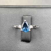 Beautiful Design, Top Quality Natural London Blue Topaz With 925 Silver Ring. VT-76