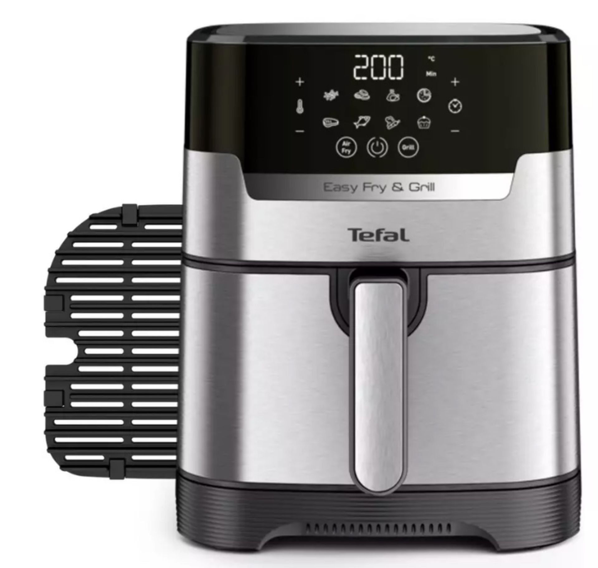 Tefal EY505D Easy Fry Precision+ 2in1 Digital Air Fryer & Grill, 4.2L, Chrome/Black RRP £130