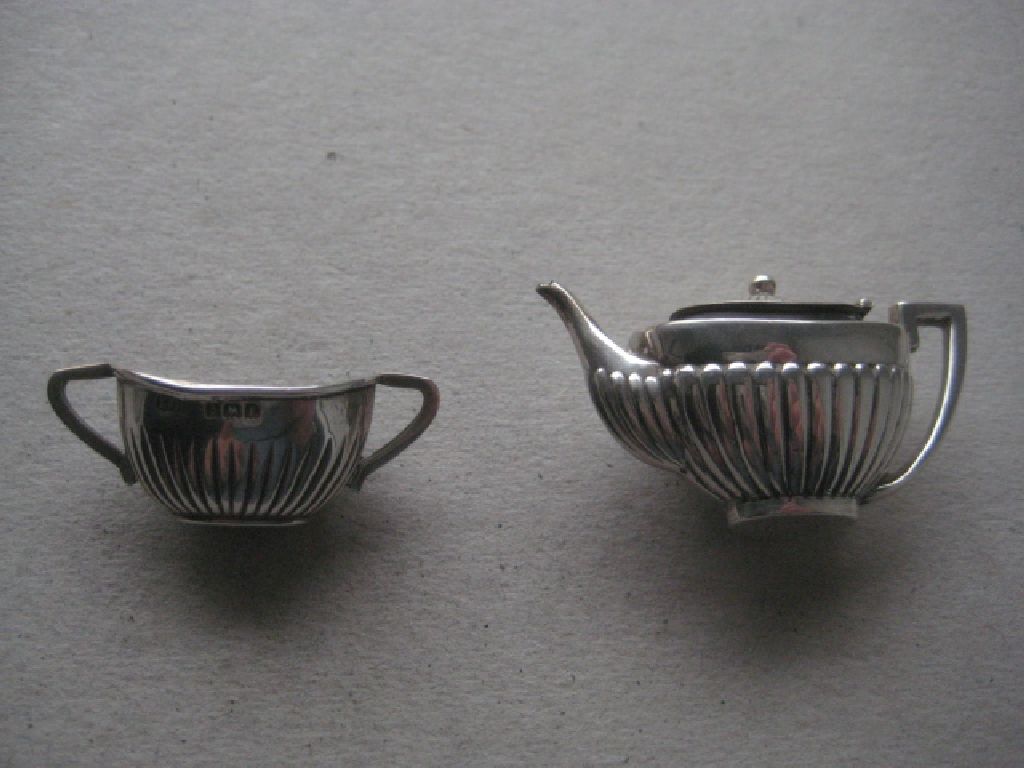 Antique Miniature Silver Teapot and Sugar Bowl, Tray Set - Image 14 of 15