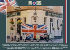 Mods Meet Railway Tavern London Nostalgic Scene Large Metal Wall Art