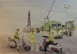 Mods On The Prom Blackpool Vespa & Lambretta's Nostalgic 1960's Metal Wall Art