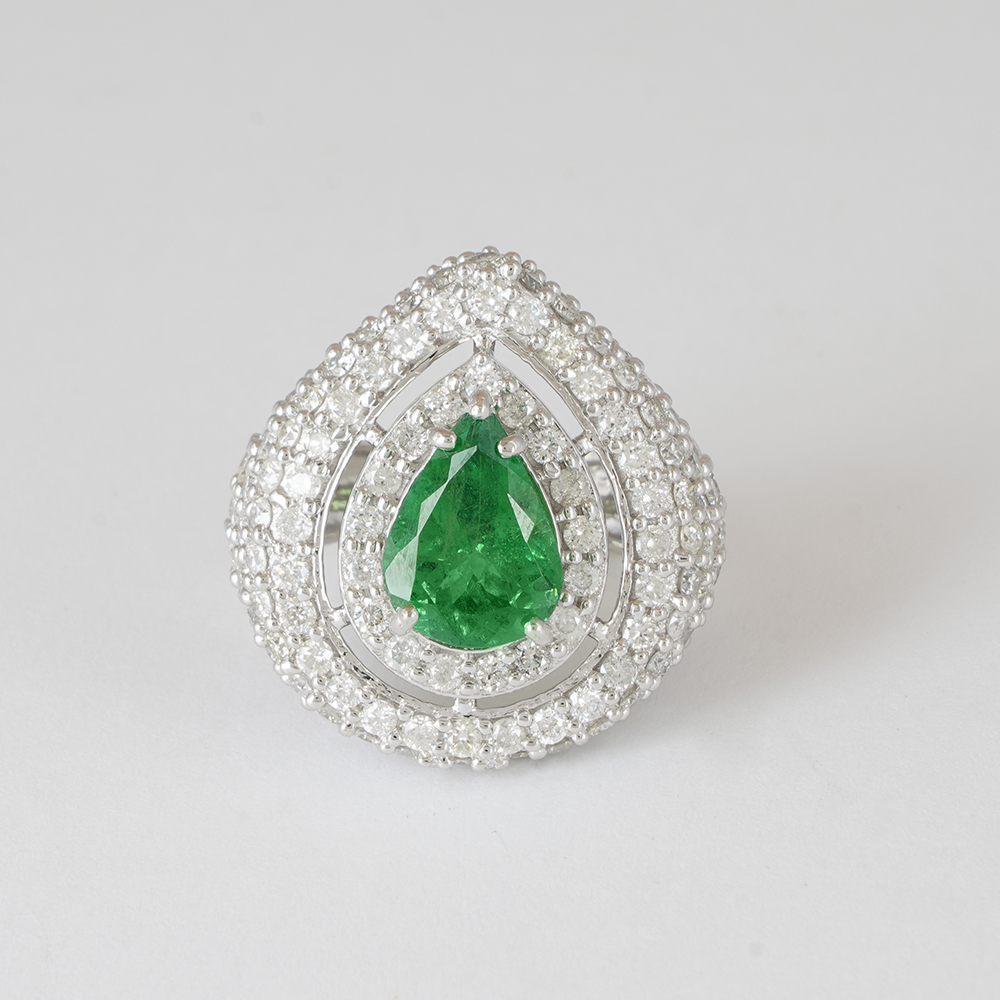 Diamond Ring & White Gold Designer Tsavorite - GRS Certified - Image 6 of 12