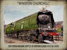 Pacific 34051 Battle of Britain Winston Churchill Steam Train Metal Wall Art