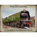 Pacific 34051 Battle of Britain Winston Churchill Steam Train Metal Wall Art