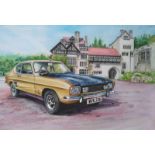 Ford Capri Classic Bronze Iconic Nostalgic British Car Metal Wall Art