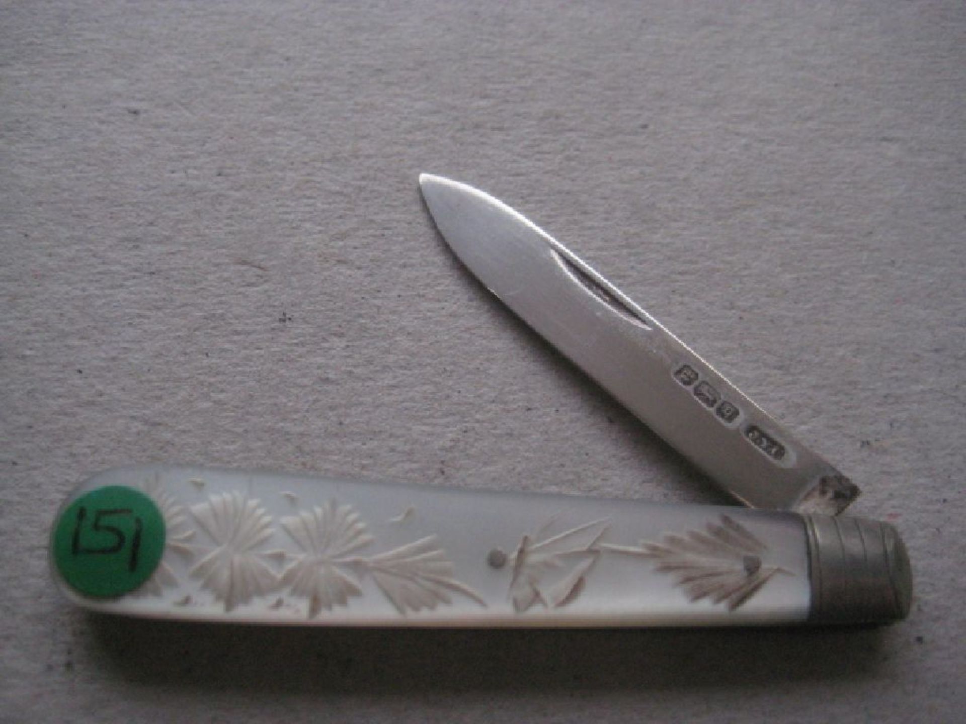 Edwardian Mother of Pearl Hafted Silver Bladed Folding Fruit Knife