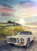 Jaguar Iconic Mark IX Northumberland Castle Large Metal Wall Art