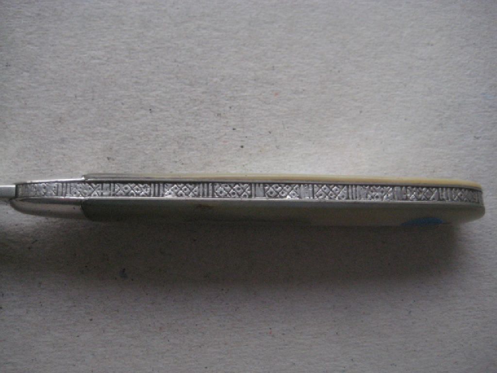 Rare Edwardian Mother of Pearl Hafted Silver Bladed Folding Fruit Knife - Image 7 of 10
