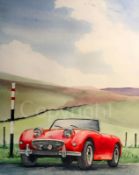 Austin Healey Frog Eye Sprite Vintage Sport Car Large Metal Wall Art