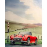 Austin Healey Frog Eye Sprite Vintage Sport Car Large Metal Wall Art