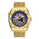 Swan & Edgar Hand Assembled World Compass Automatic Gold Watch - Free Delivery & 5 Year Warranty