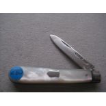 George V Mother of Pearl Hafted Silver Bladed Folding Fruit Knife