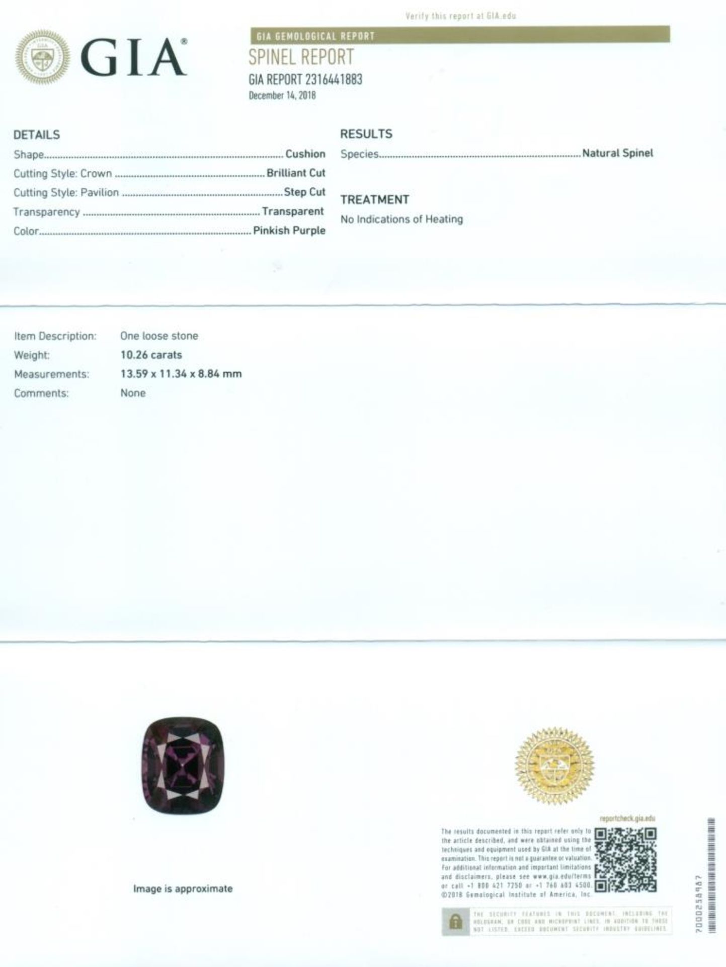 Pinkish Purple Spinel - 10.26 ct, GIA Certified, Burma, Myanmar - Image 4 of 14