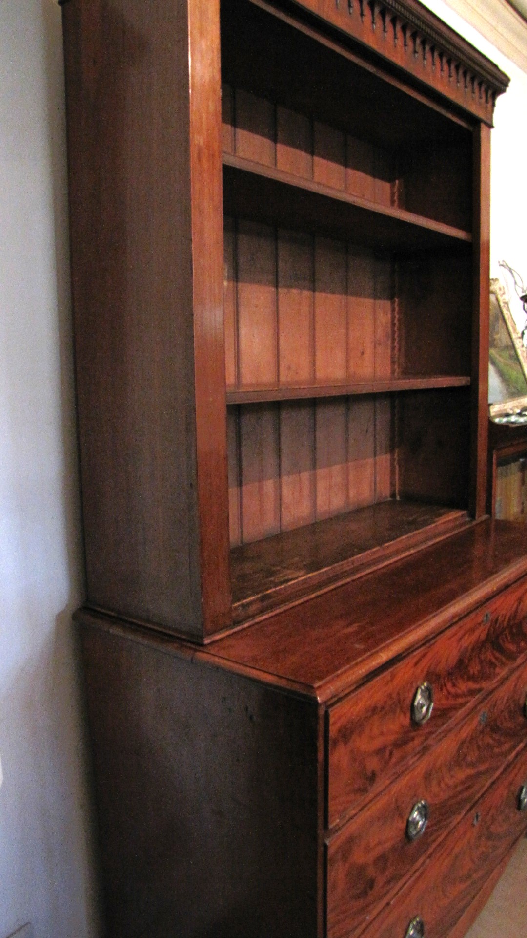 Antique early 19th C. open bookcase on chest - Image 5 of 8