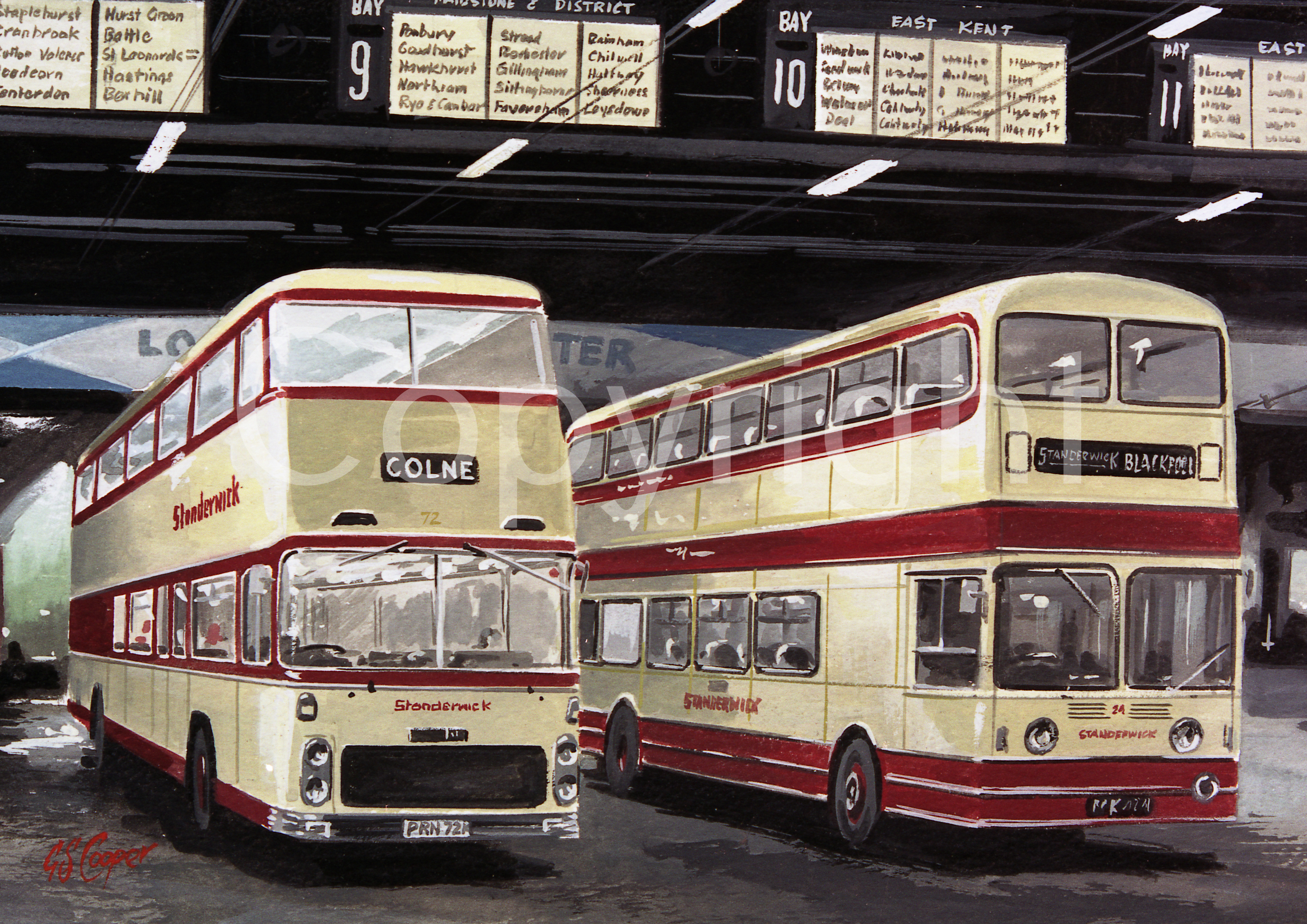 London Victoria Coach Station Bus To Blackpool Large Metal Wall Art.