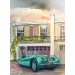 Jaguar XK Vintage Classic Iconic Green Car Large Metal Wall Art