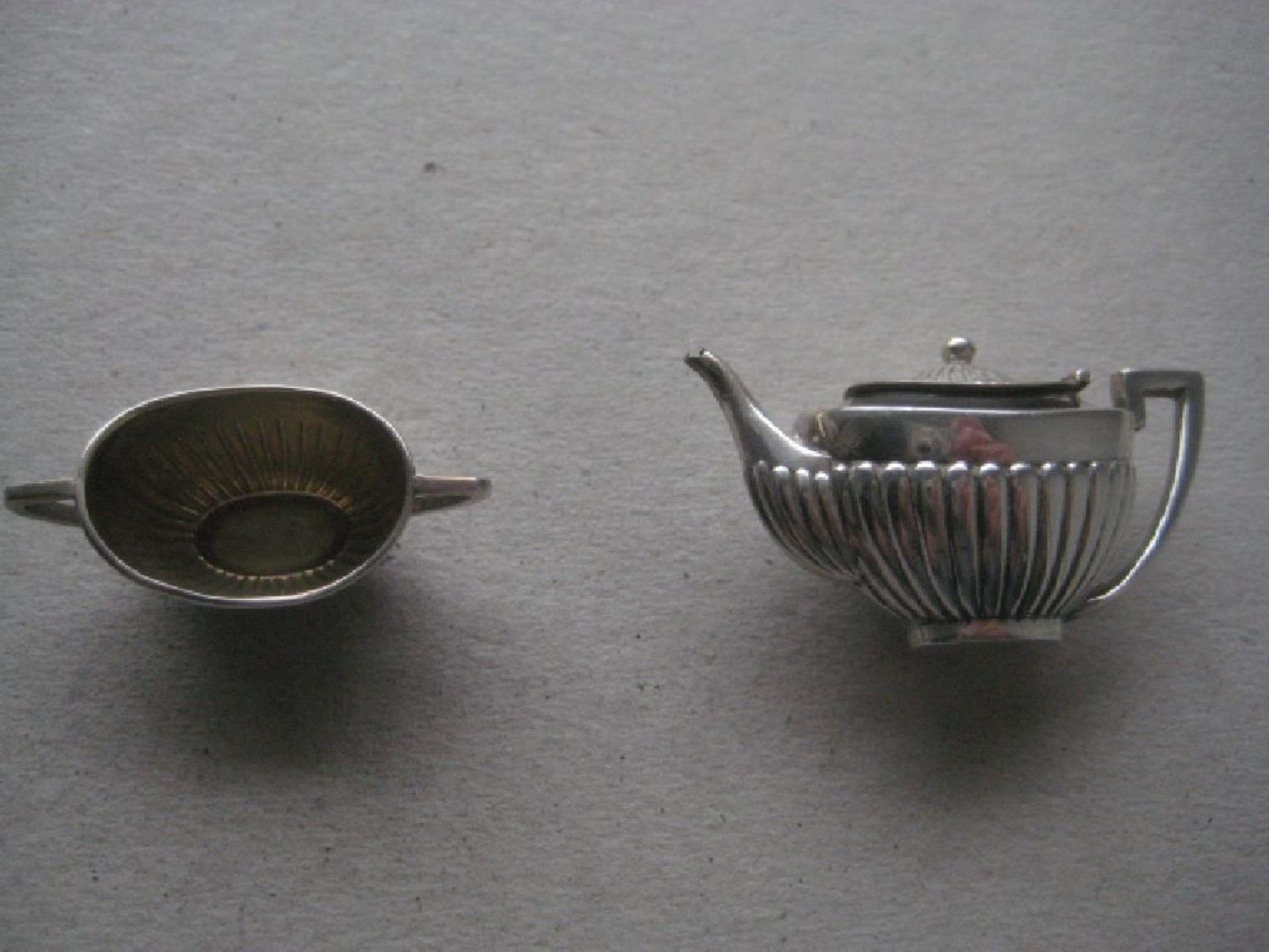 Antique Miniature Silver Teapot and Sugar Bowl, Tray Set - Image 13 of 15