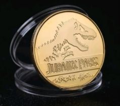 Jurassic Park T-Rex Collectable Commemorative Gold Plated Coin