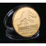 Jurassic Park T-Rex Collectable Commemorative Gold Plated Coin