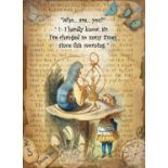 Alice in Wonderland The Caterpillar & The Hookah Quote Designed Large Metal Wall Art