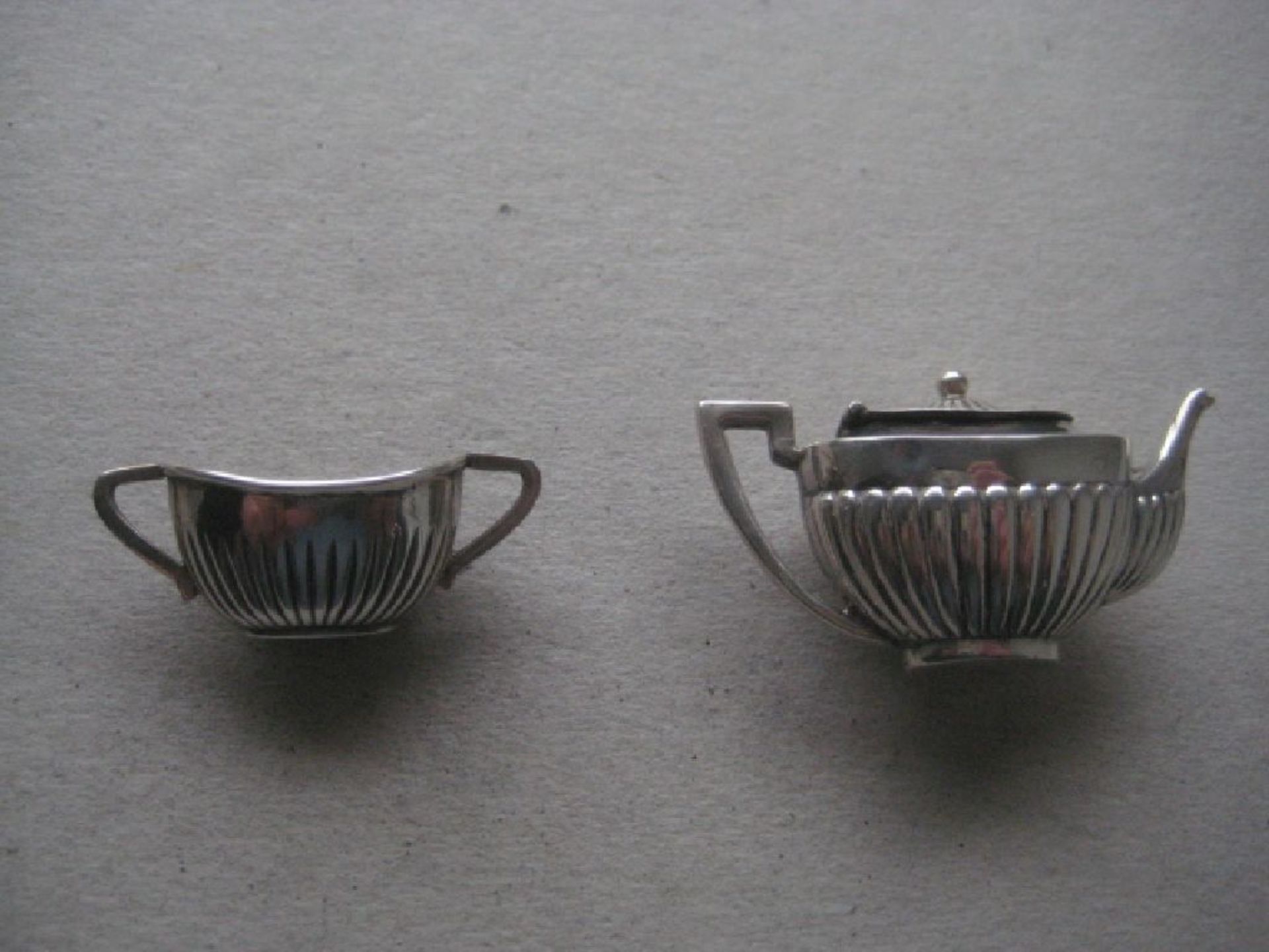 Antique Miniature Silver Teapot and Sugar Bowl, Tray Set - Image 15 of 15