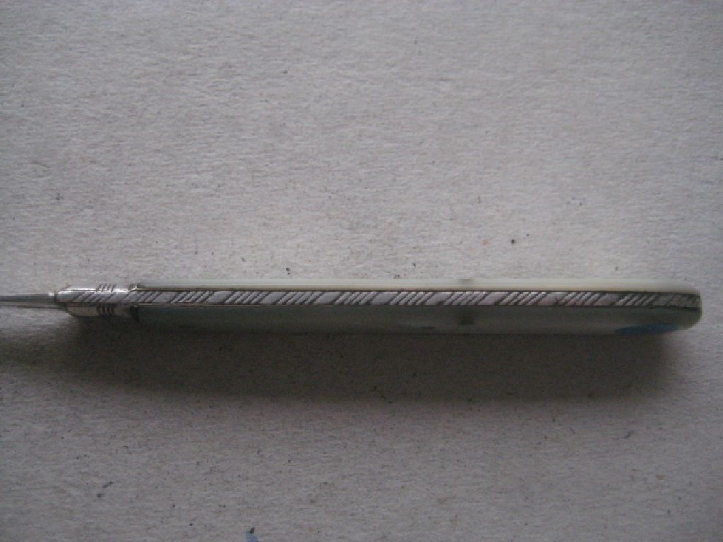 George III Mother of Pearl Hafted Silver Bladed Folding Fruit Fork - Image 6 of 9