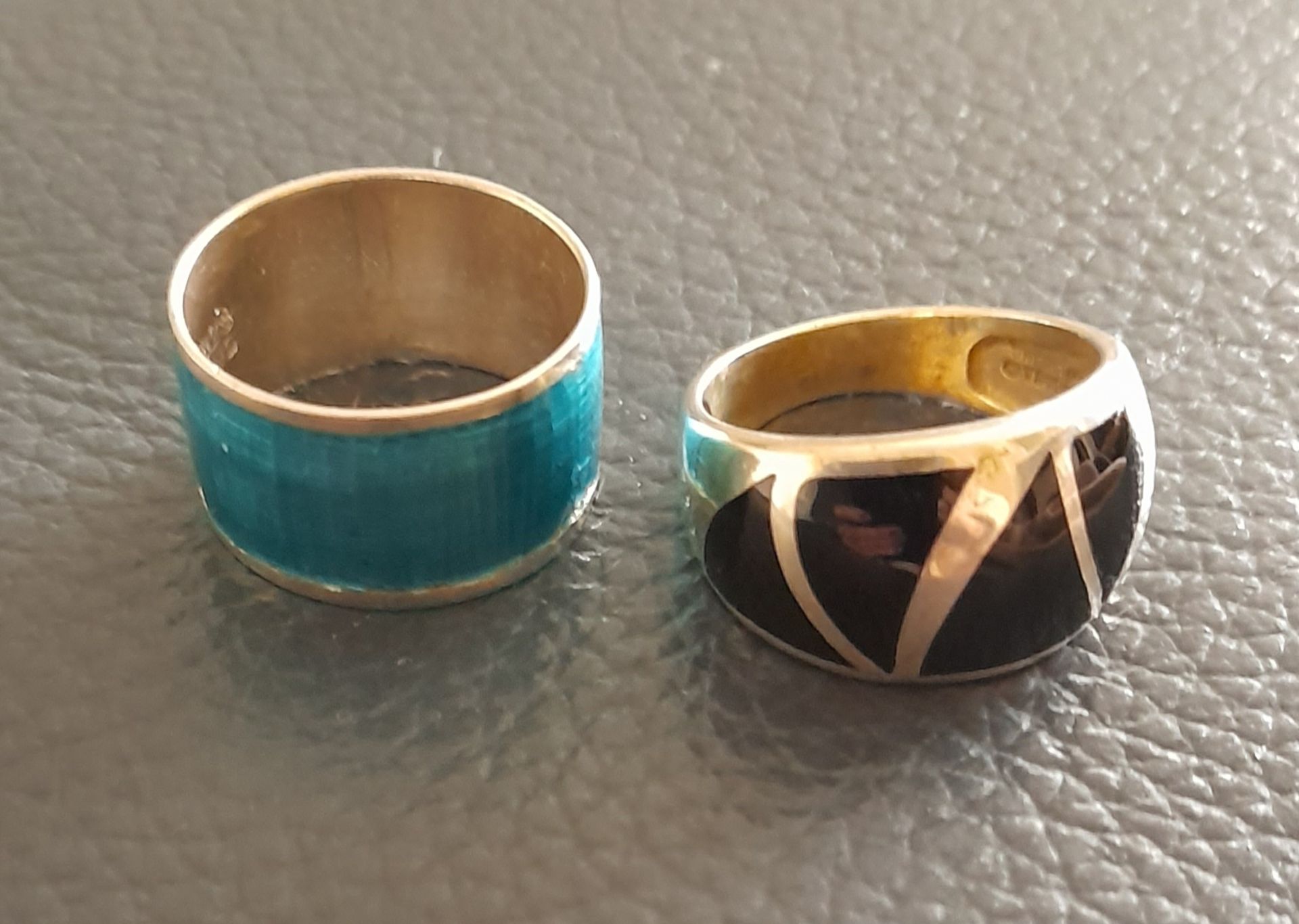 Two 925 Sterling Silver Enamelled Rings - Image 2 of 2