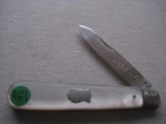 Edwardian Mother of Pearl Hafted Silver Bladed Folding Fruit Knife