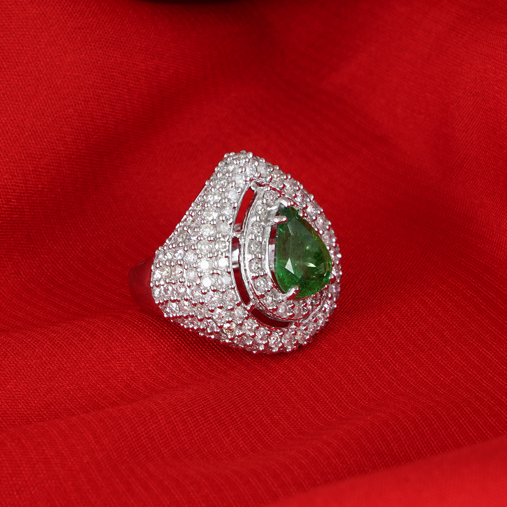 Diamond Ring & White Gold Designer Tsavorite - GRS Certified - Image 12 of 12