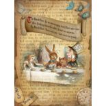 Alice in Wonderland The March Hare Quote Designed Large Metal Wall Art