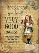 Alice In Wonderland Very Good Advice Given Quote Designed Large Metal Wall Art