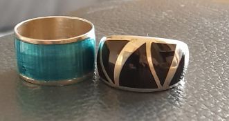 Two 925 Sterling Silver Enamelled Rings